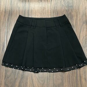 H&M Black Mini Skirt with Polka Dot Hem